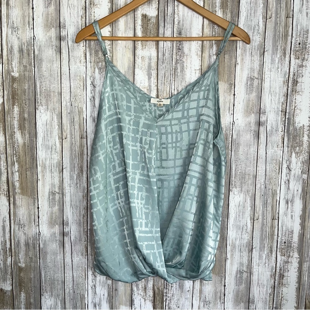 Entro Teal Blue Printed Sleeveless Blouse